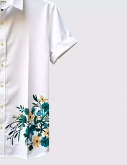 Flower on Corner Men's Shirt Half Sleeves Exclusive Summer Edition