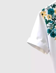 Flower on Corner Men's Shirt Half Sleeves Exclusive Summer Edition