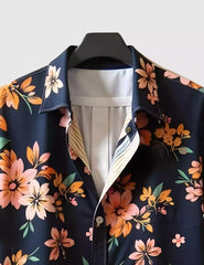 Navy Floral Printed Men's Shirt Half Sleeves Exclusive Summer Edition
