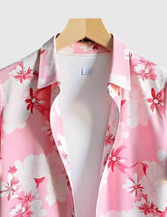 Pink Floral Men's Shirt Half Sleeves Exclusive Summer Edition