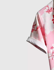 Pink Floral Men's Shirt Half Sleeves Exclusive Summer Edition