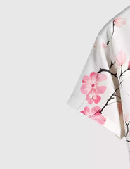 Pink Flower Printed Men's Shirt Half Sleeves Exclusive Summer Edition