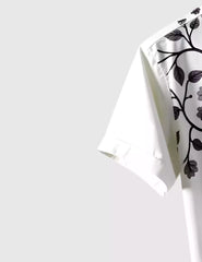 White Leafs Printed Men's Shirt Half Sleeves Exclusive Summer Edition
