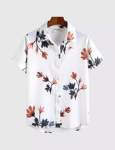 White Tulip Printed Men's Shirt Half Sleeves Exclusive Summer Edition