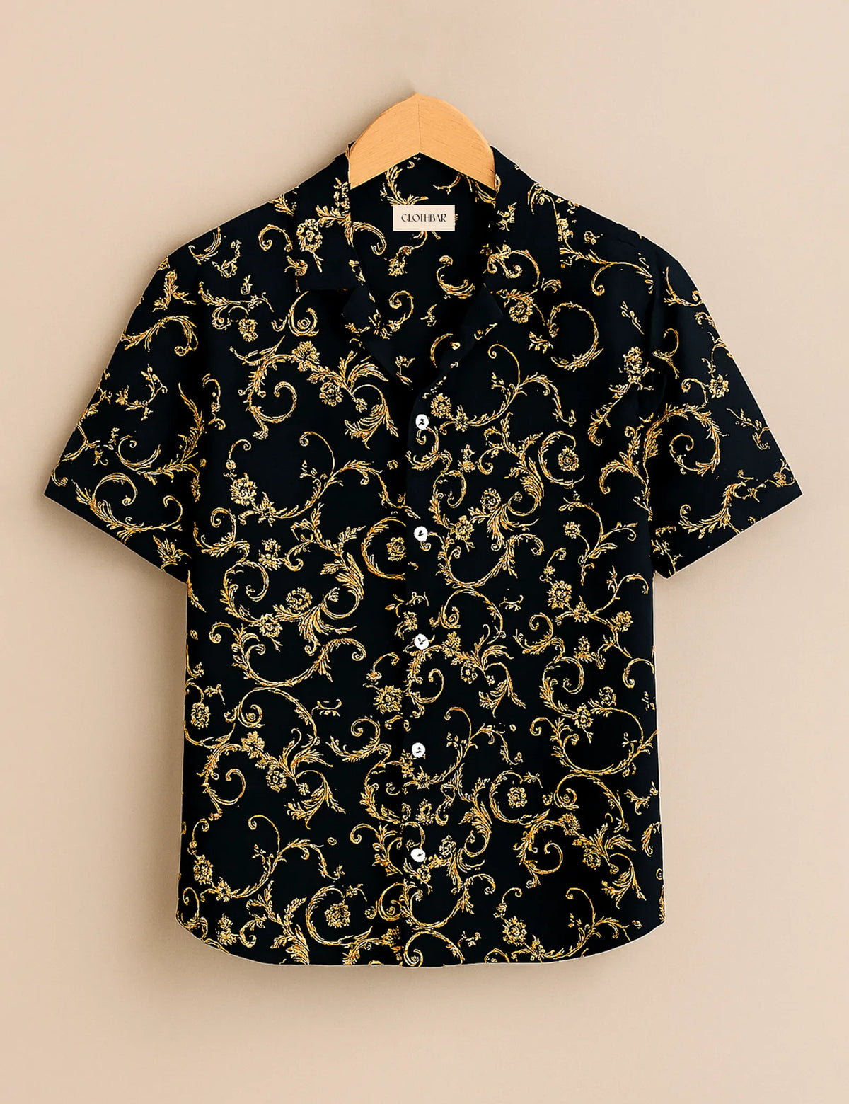 Black Regal Swirl Design Men’s Half Sleeve Shirt GenZ Edition