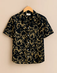 Black Regal Swirl Design Men’s Half Sleeve Shirt GenZ Edition