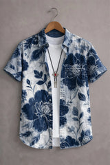 Men’s Premium Blue Floral Printed Shirt