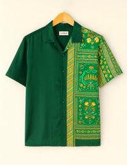 Heritage Vibe Green Printed Half Sleeve Shirt GenZ Edition