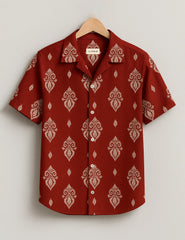 Royal Vibe Maroon Printed Half Sleeve Shirt GenZ Edition