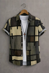 Men’s Abstract Block Pattern Printed Shirt