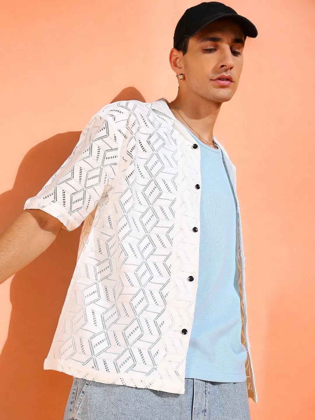 White Zenith Patterned Latest Shiffli Shirt
