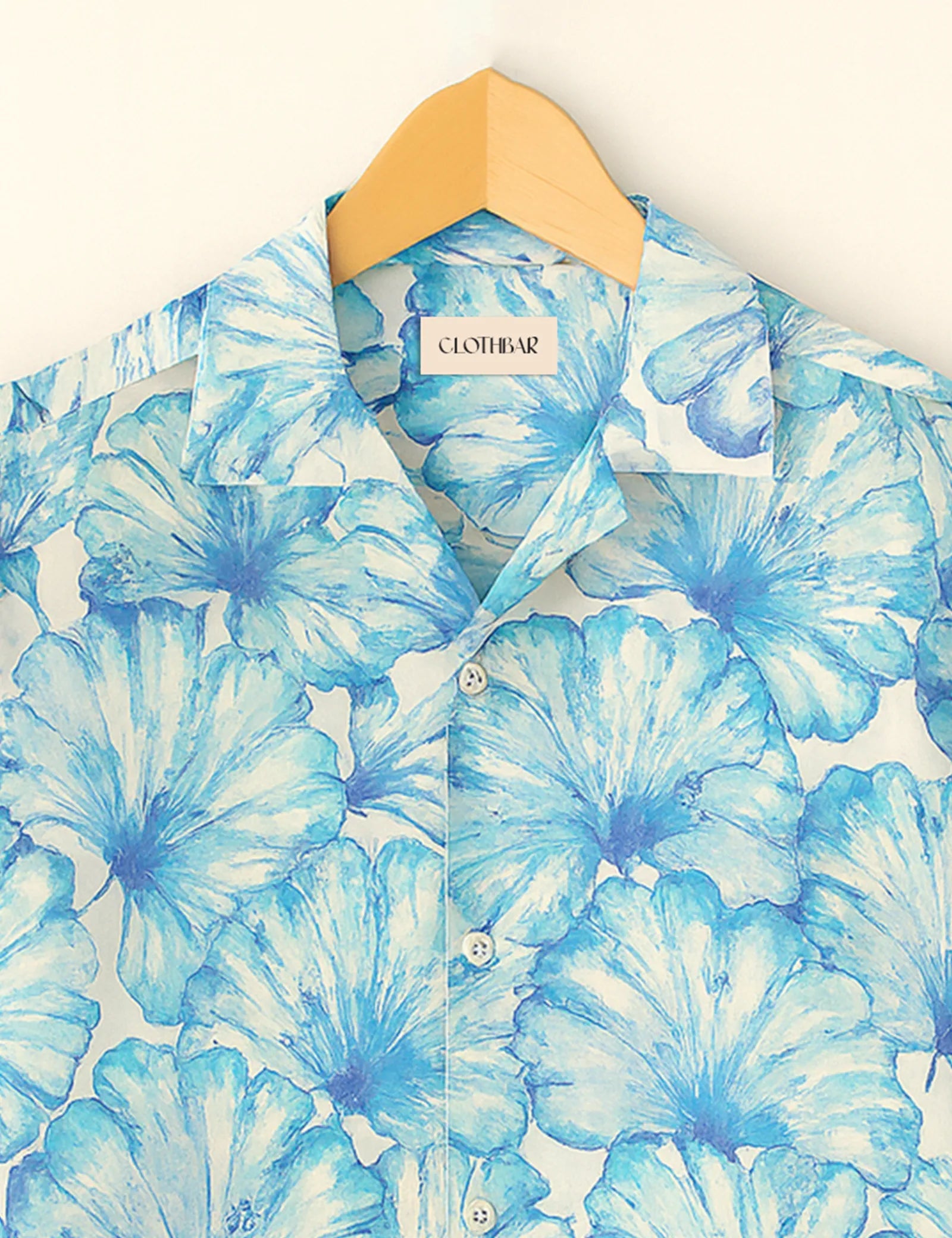Sky Blue Hibiscus Printed Half Sleeve Shirt GenZ Edition