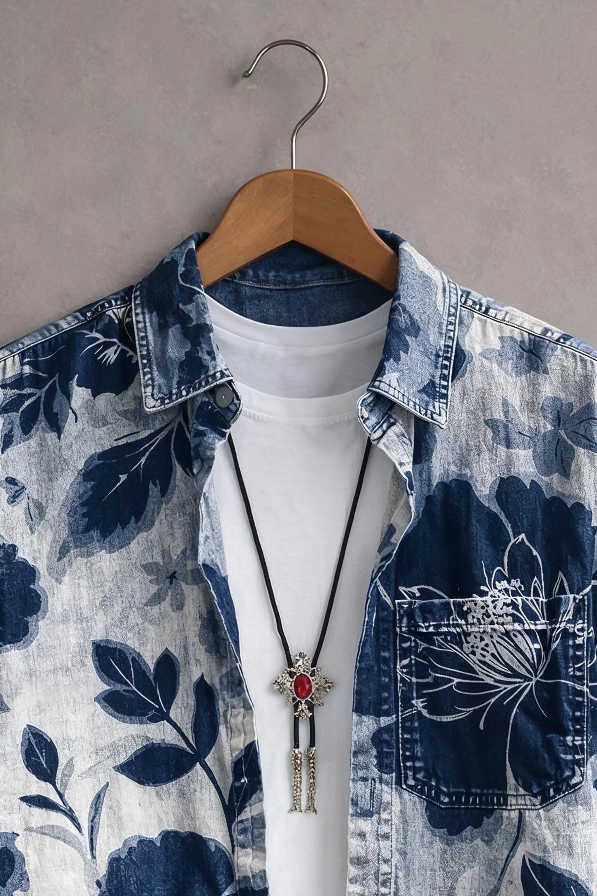 Men’s Premium Blue Floral Printed Shirt