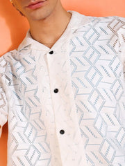White Zenith Patterned Latest Shiffli Shirt