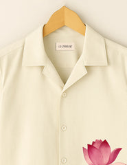 Serene Lotus Design Printed Half Sleeve Shirt GenZ Edition