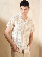 The Dune Mirage Card Pattern Shiffli Cotton Shirt