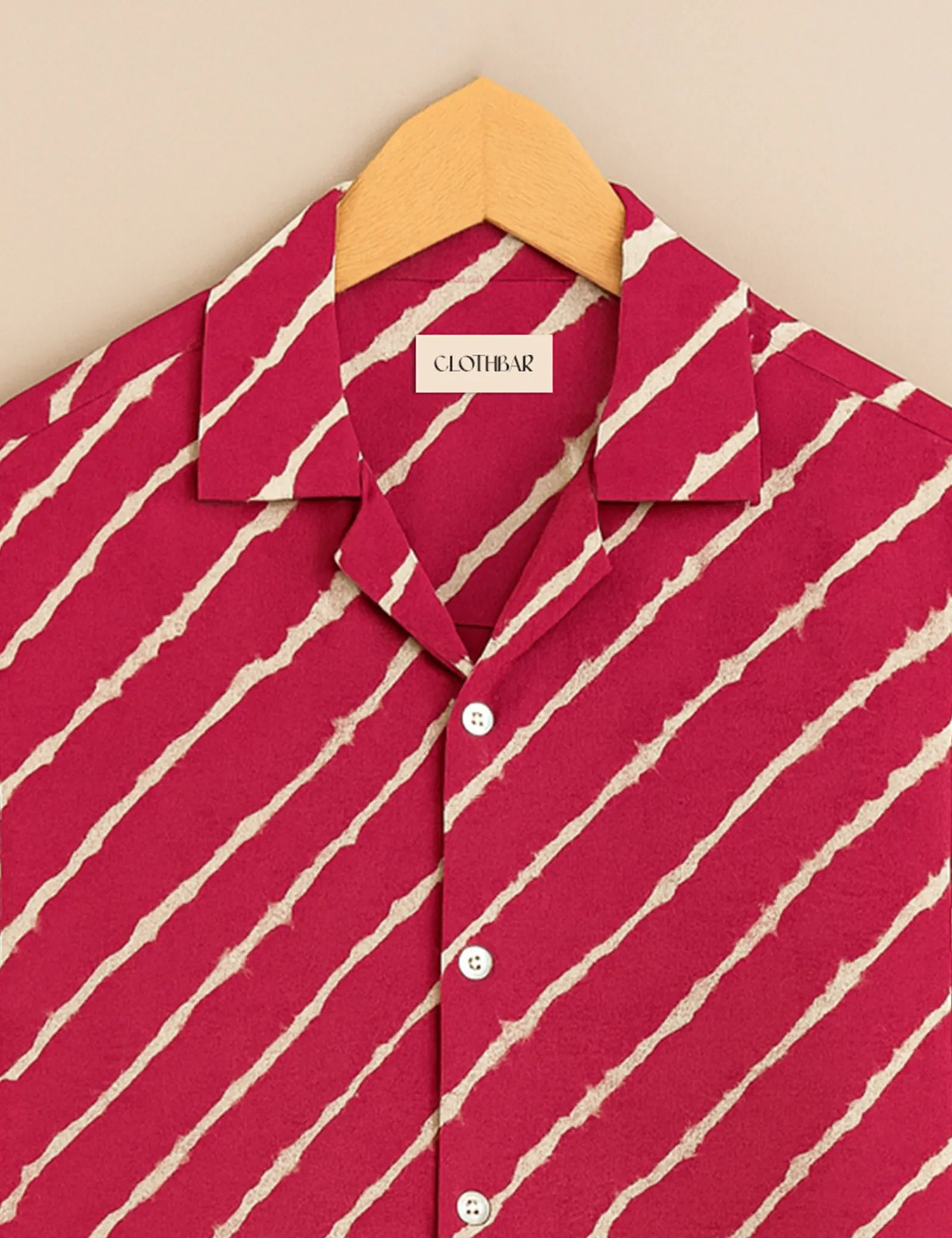 Magenta & Cream Stripe Print Men’s Half Sleeve Shirt GenZ Edition