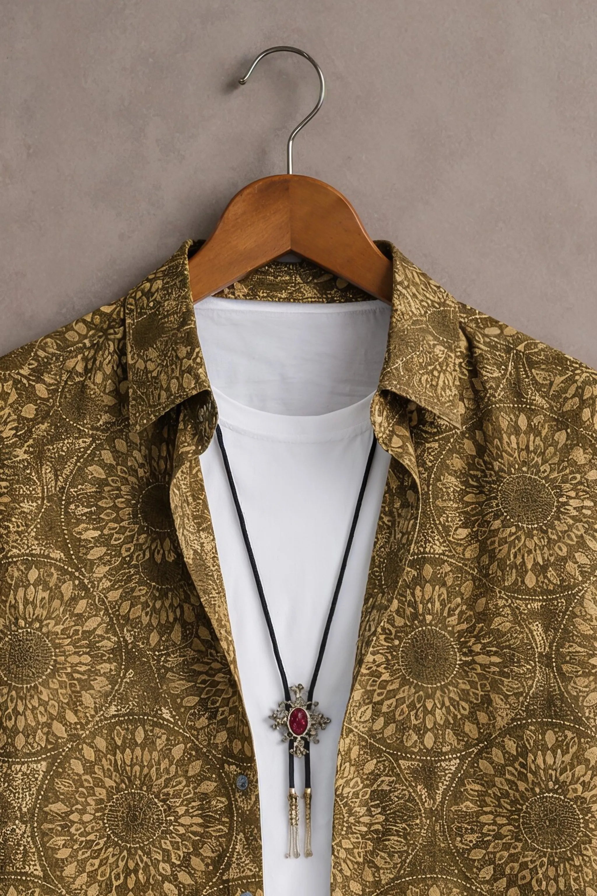 Men’s Golden Mandala Print Shirt