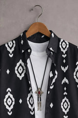 Men’s Black Tribal Geometric Printed Shirt