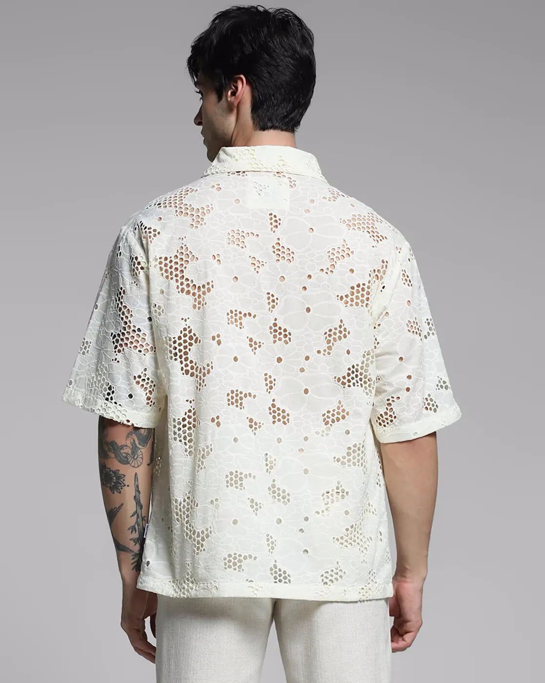 Honeycomb Nest Pattern New Arrival Shiffli Cotton Shirt