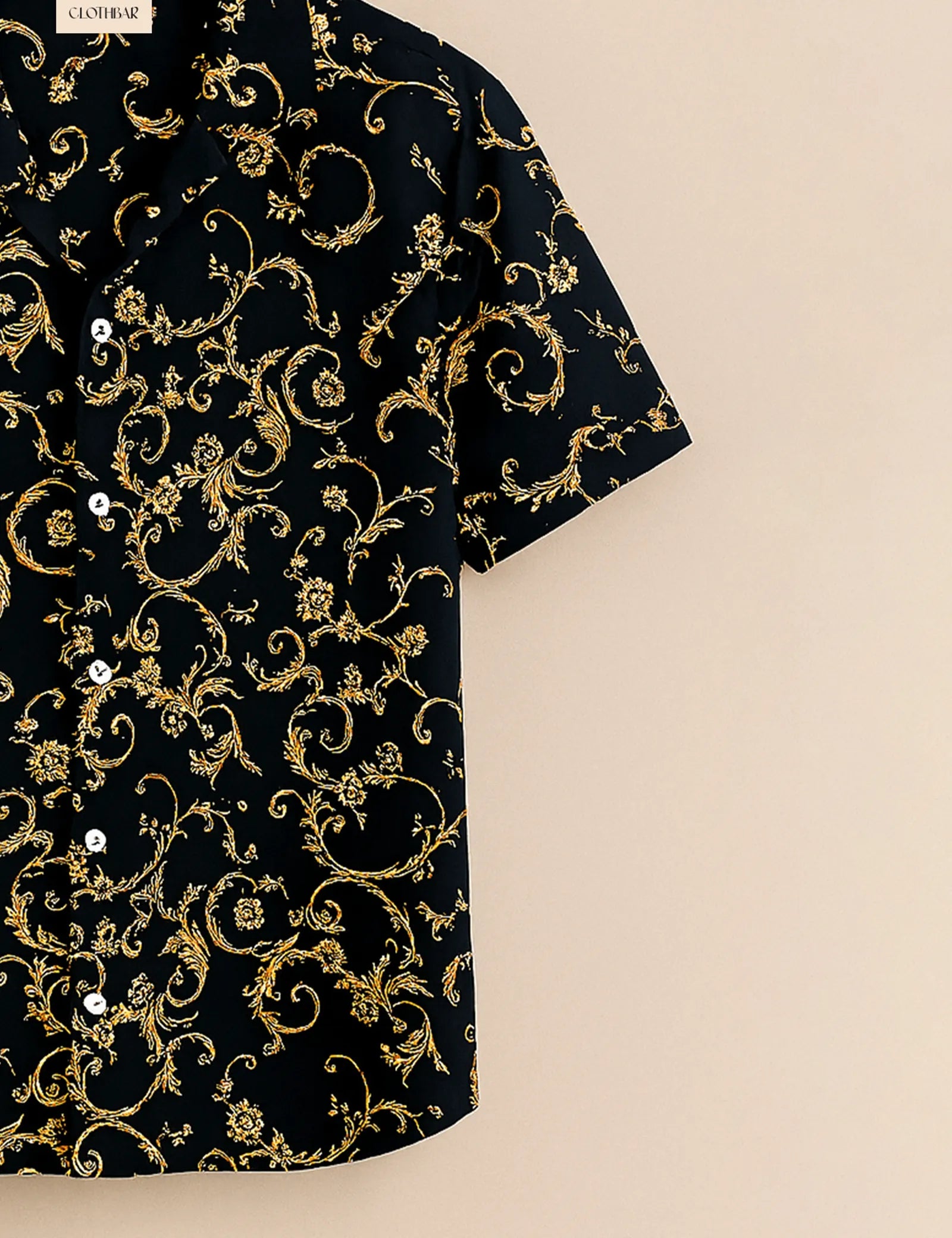 Black Regal Swirl Design Men’s Half Sleeve Shirt GenZ Edition