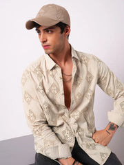 Desert Bloom Diamond Cut Full Sleeve Shiffli Cotton Shirt