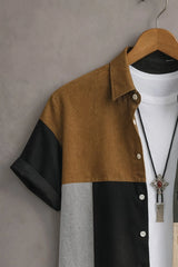 Men’s Color Block Patchwork Shirt