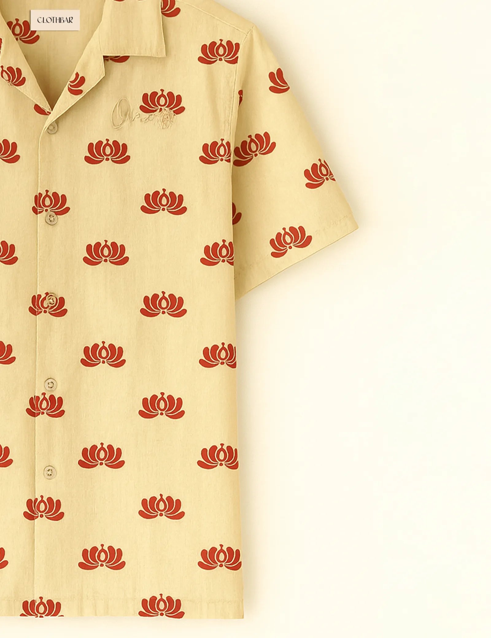 Desi Lotus Beige Printed Half Sleeve Shirt GenZ Edition