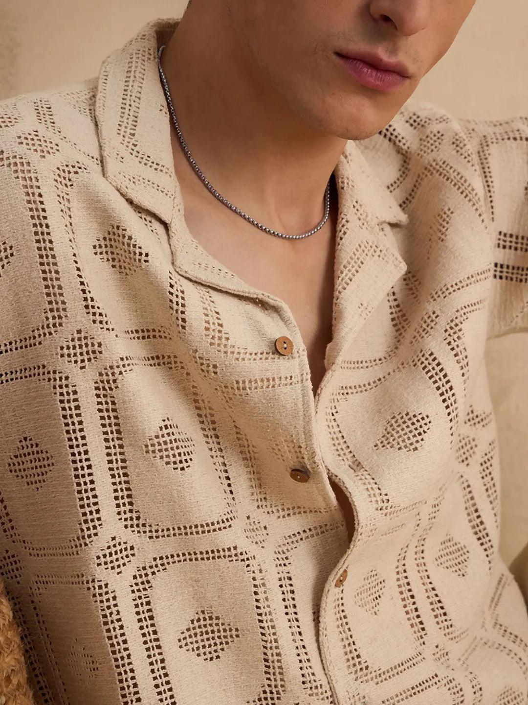 The Dune Mirage Card Pattern Shiffli Cotton Shirt
