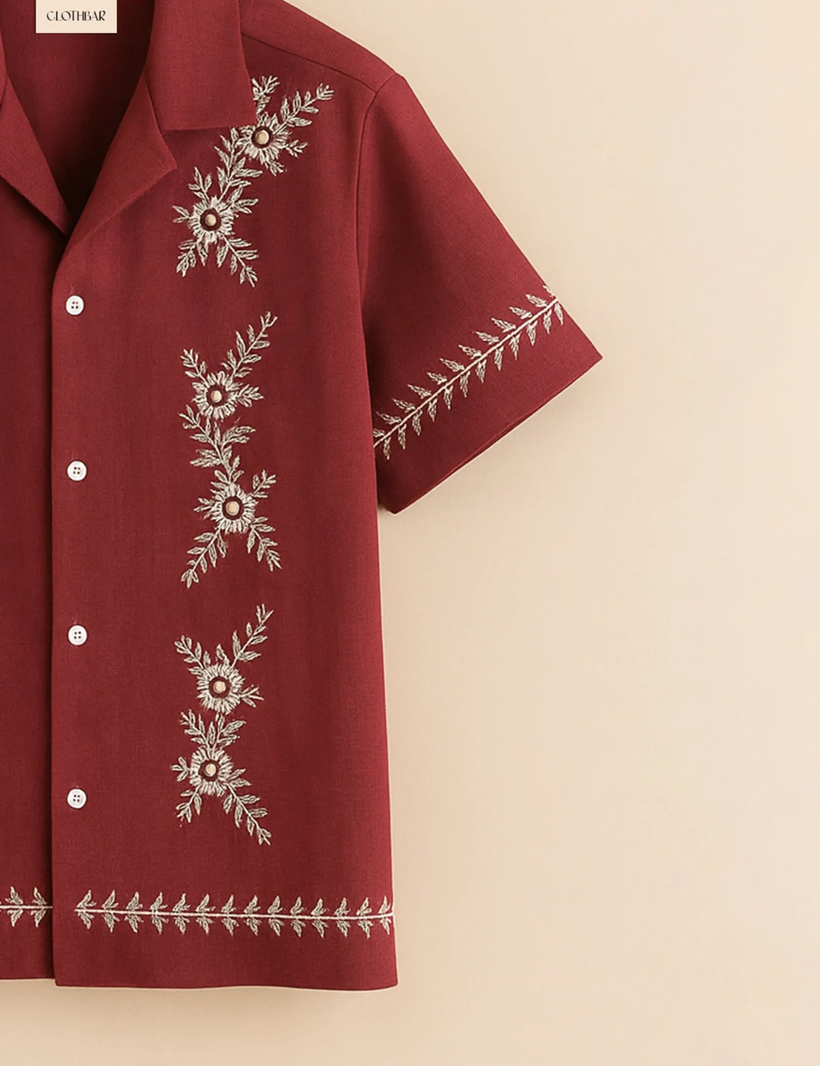 Classic Thread Work Maroon Printed Half Sleeve Shirt GenZ Edition
