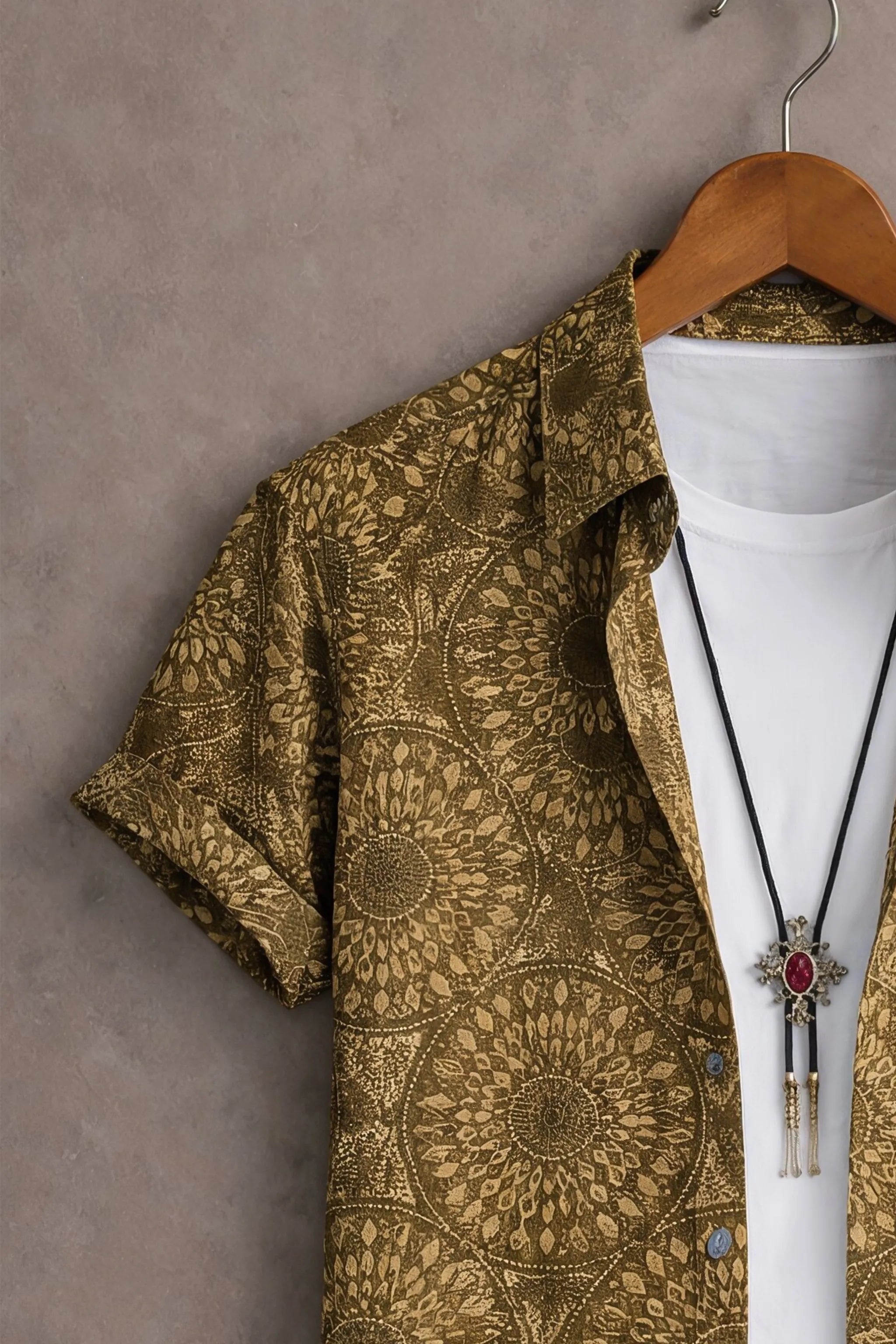 Men’s Golden Mandala Print Shirt