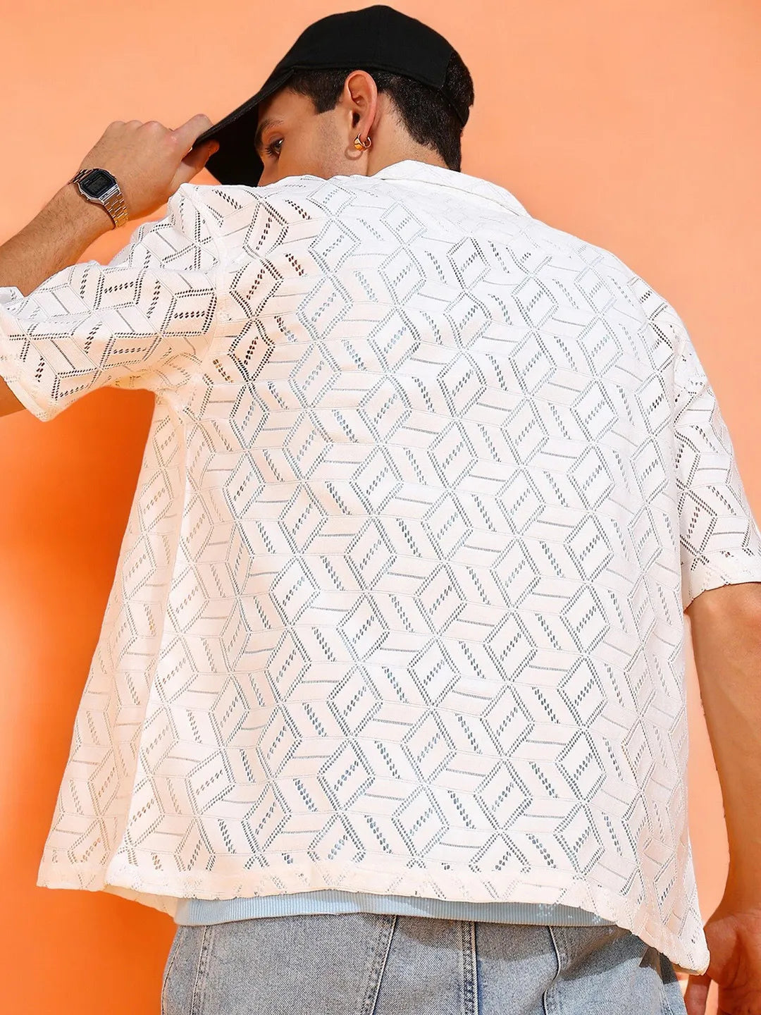 White Zenith Patterned Latest Shiffli Shirt