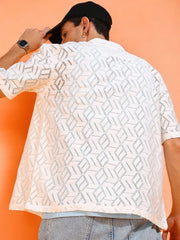 White Zenith Patterned Latest Shiffli Shirt