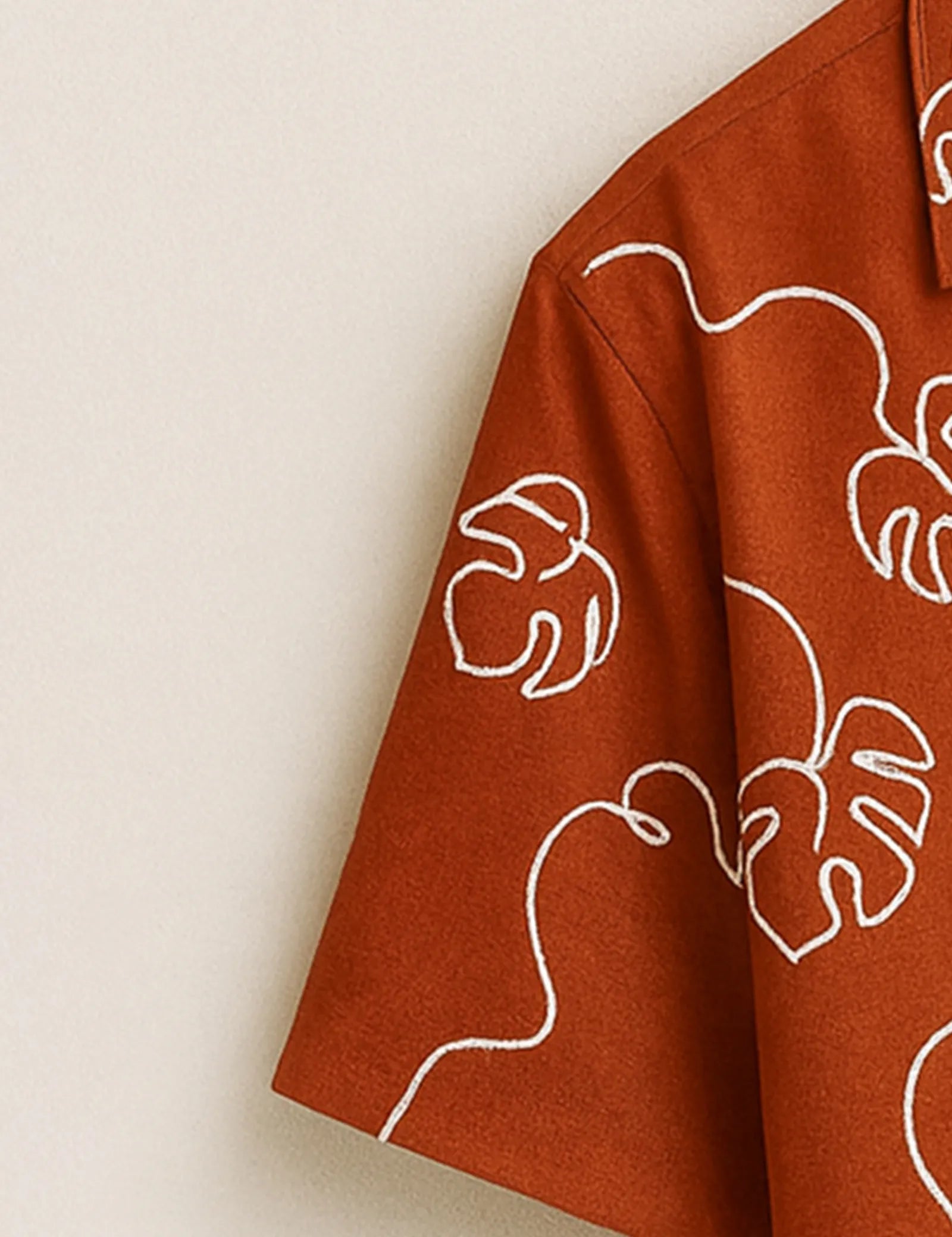 Men’s Terracotta Monstera Print Half Sleeve Shirt GenZ Edition