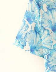 Sky Blue Hibiscus Printed Half Sleeve Shirt GenZ Edition