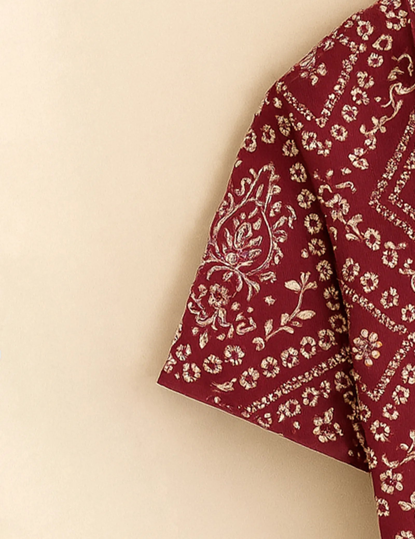 Maroon Floral Diamond Print Men’s Half Sleeve Shirt GenZ Edition