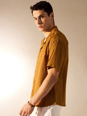 Mustard Orange Sunburn Mirage Shiffli Cut Shirt