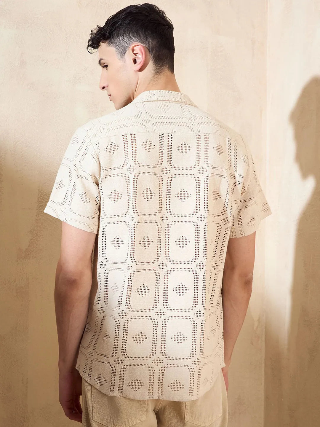 The Dune Mirage Card Pattern Shiffli Cotton Shirt