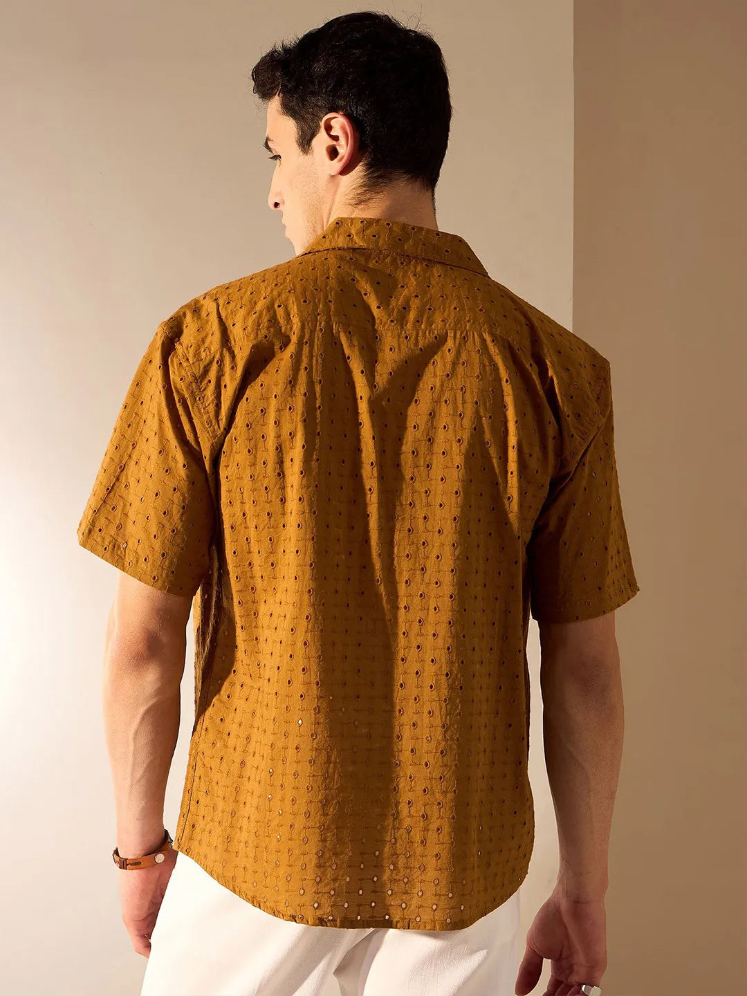 Mustard Orange Sunburn Mirage Shiffli Cut Shirt