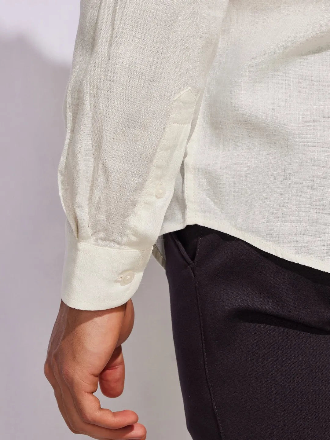 Solid White Premium Cotton Casual Full Sleeve Shirt for Men