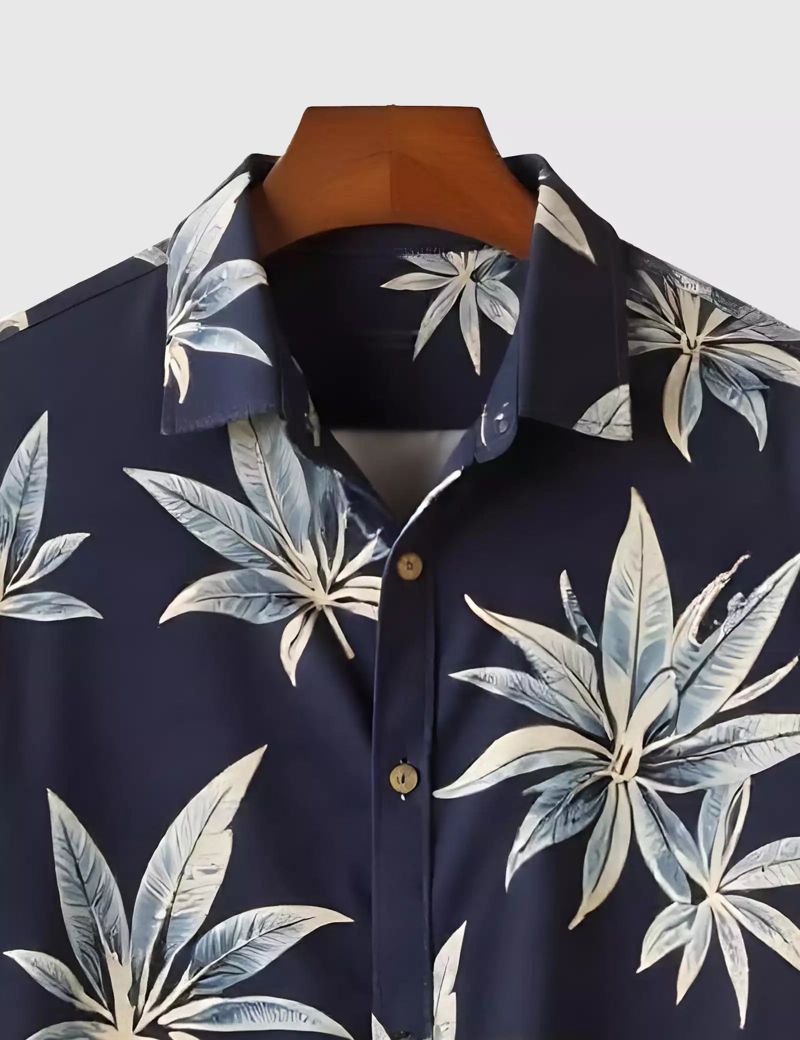 Navy Leaves Printed Men's Shirt Half Sleeves Exclusive Summer Edition
