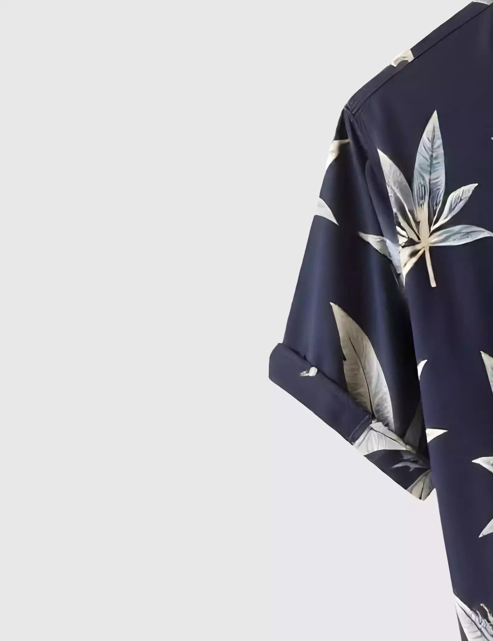 Navy Leaves Printed Men's Shirt Half Sleeves Exclusive Summer Edition