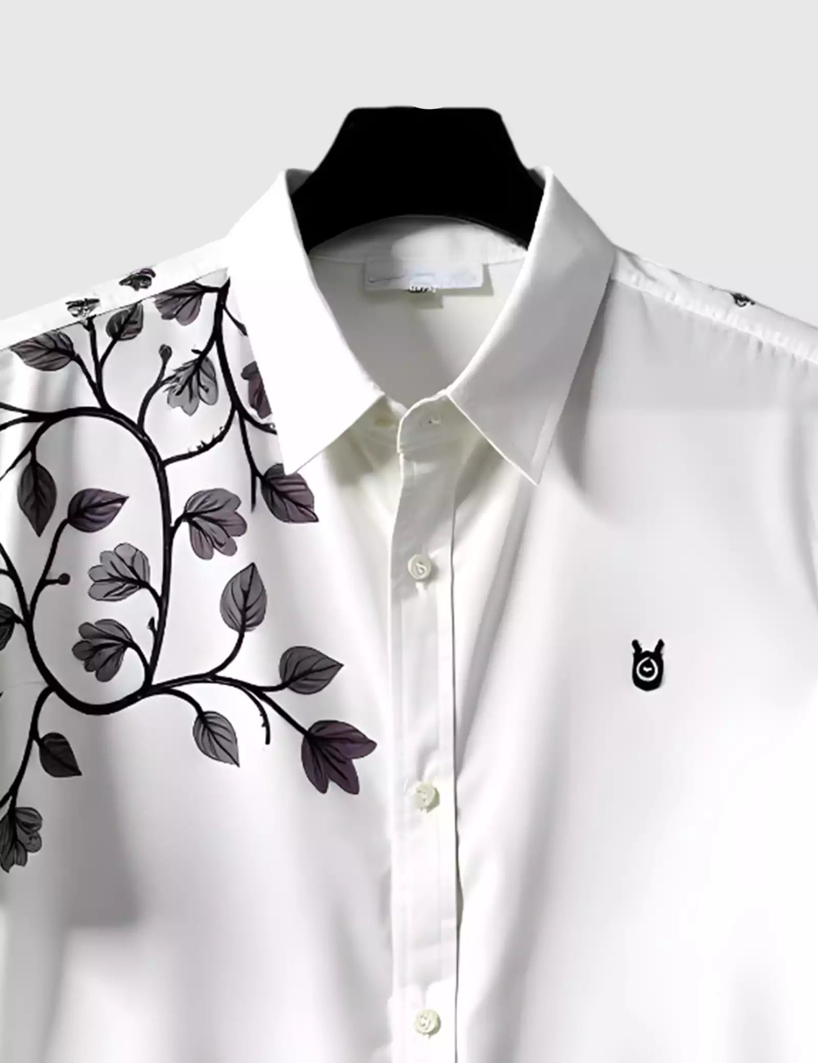 White Leafs Printed Men's Shirt Half Sleeves Exclusive Summer Edition