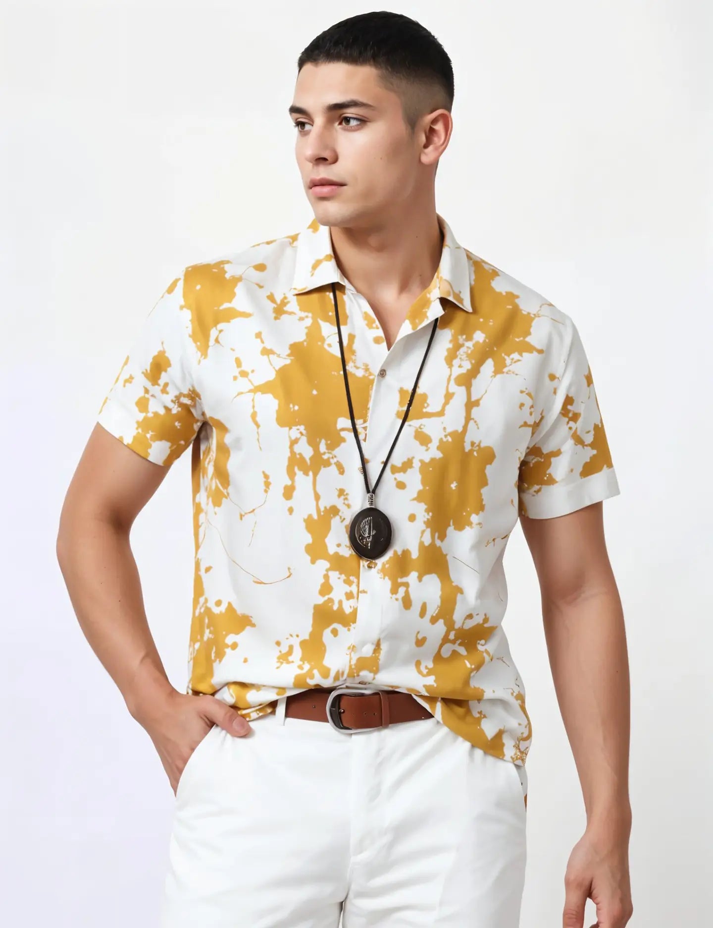 Yellow Splash Men's Shirt Half Sleeves Exclusive Summer Edition
