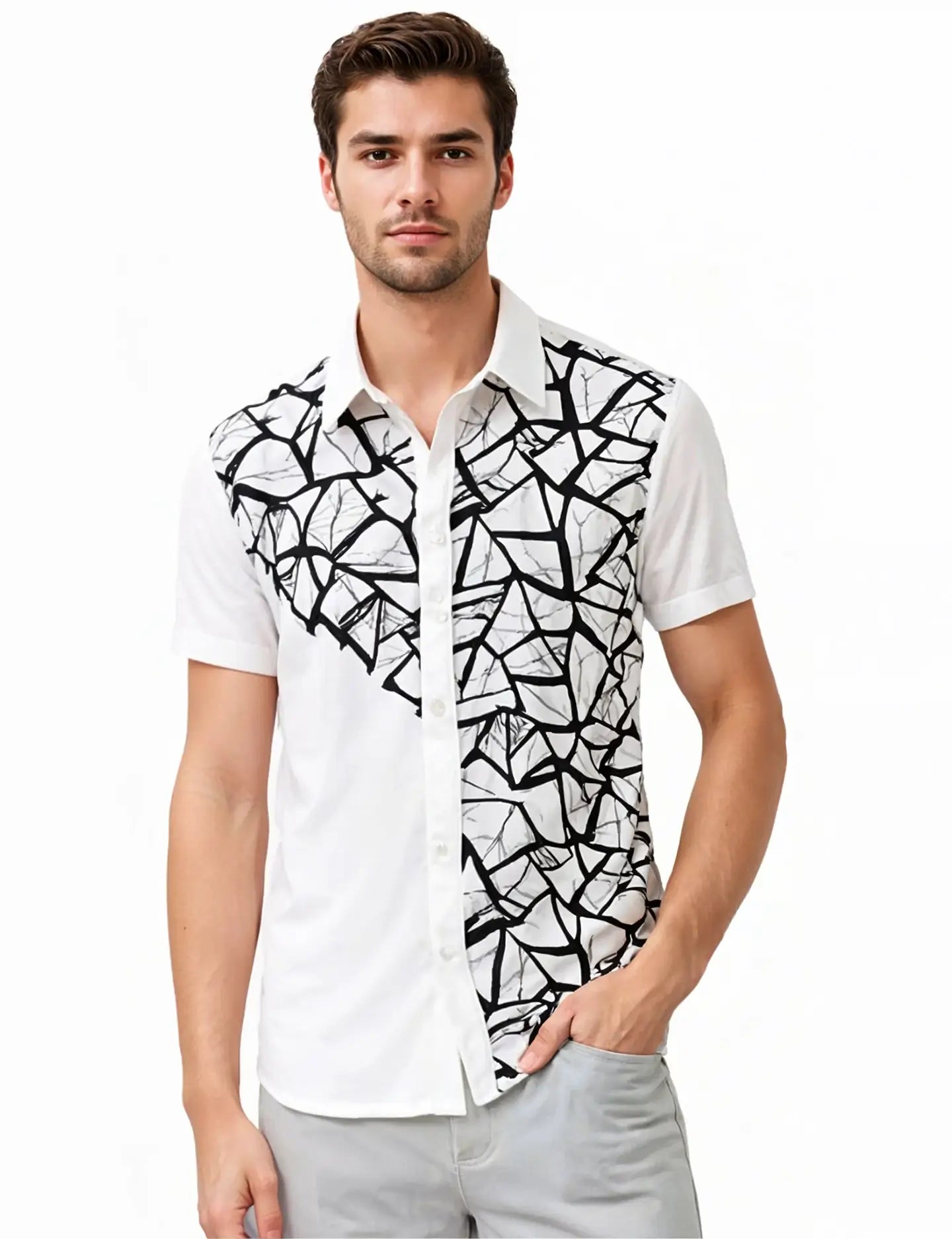 Tiles Pattern Men's Shirt Half Sleeves Exclusive Summer Edition